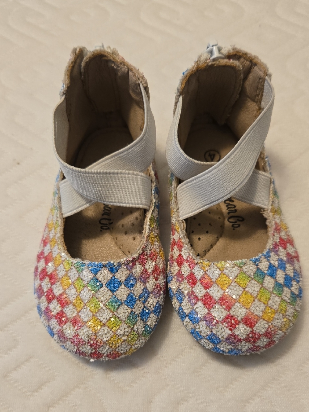 Toddler Multi-Color Glitter Mary Jane Shoes with Elastic Strap
